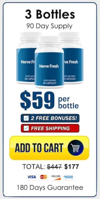 Three bottle nerve support supplement pack offering balanced savings and continued daily nerve support benefits